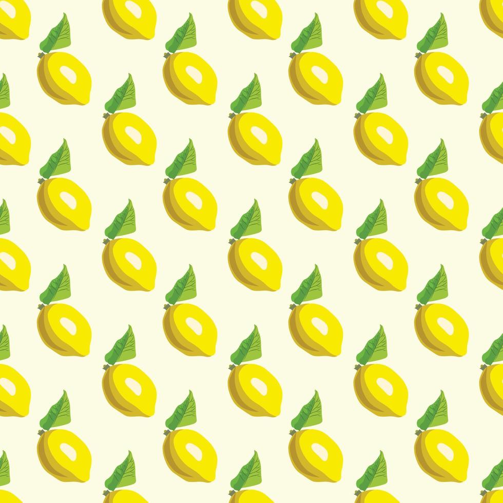 Lemon fruits Seamless vector Pattern. Design for use background, textile,Fabric, Wrapping paper and others Isolated on off white Background.