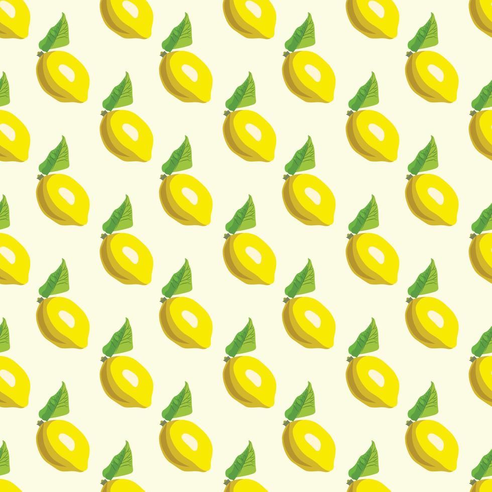 Lemon fruits Seamless vector Pattern. Design for use background, textile,Fabric, Wrapping paper and others Isolated on off white Background.