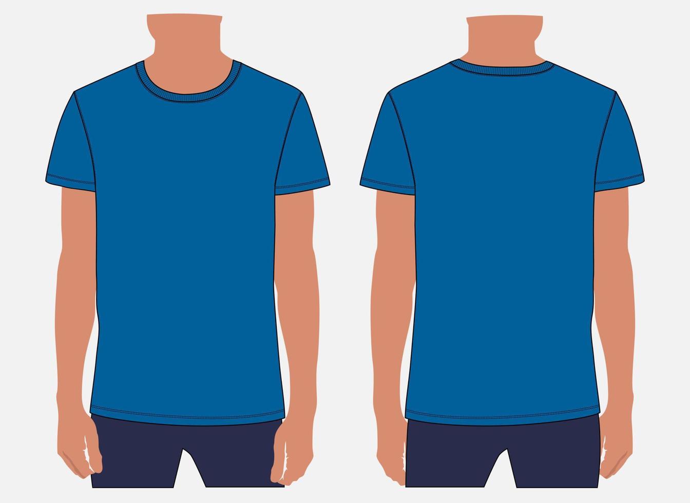 Short sleeve t shirt vector illustration mock up template For Men's and boys.