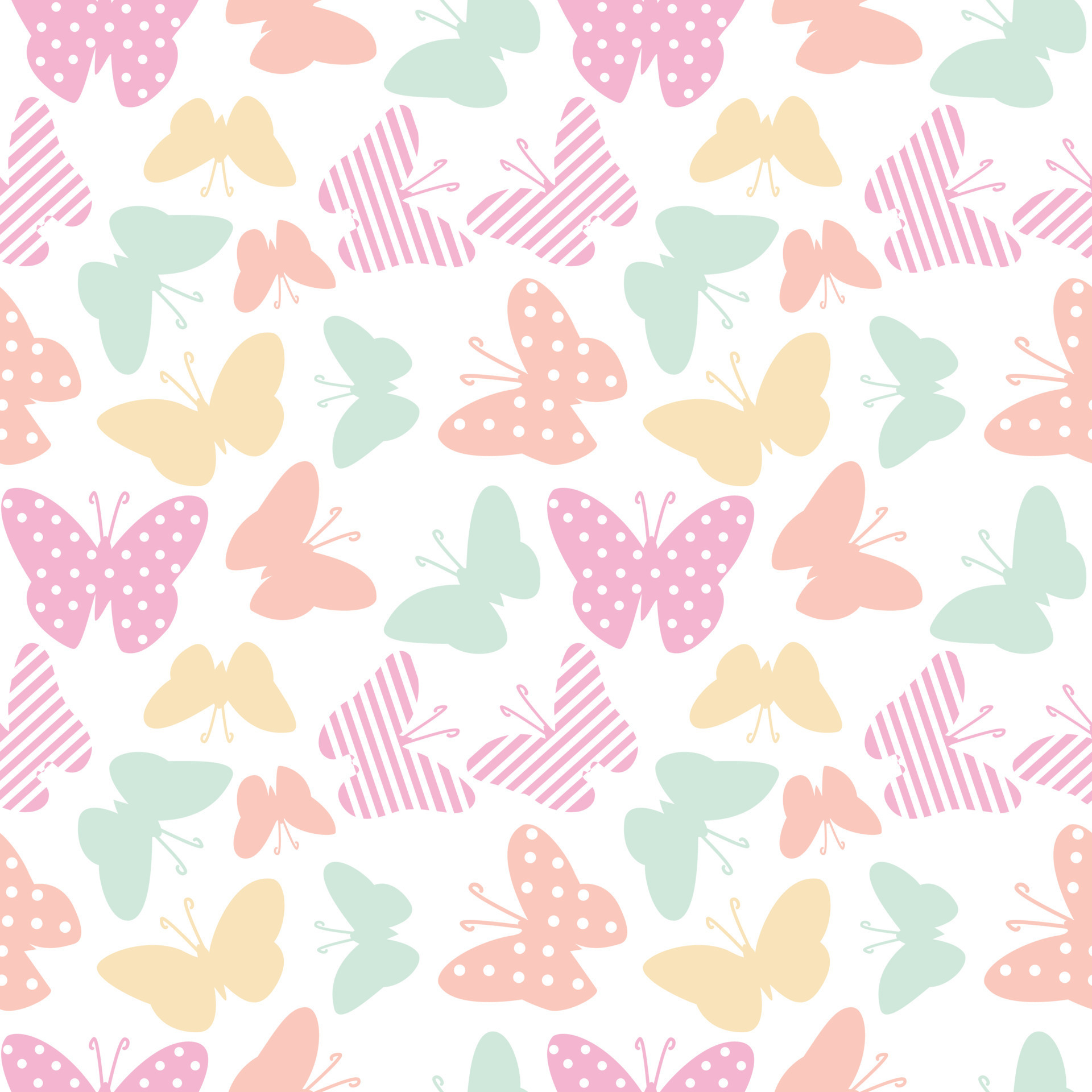 Multi color Butterfly seamless vector pattern isolated on white ...