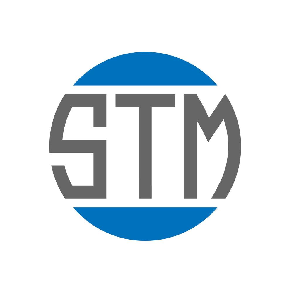 diseño de logotipo de letra stm sobre fondo blanco. concepto de logotipo de círculo de iniciales creativas de stm. diseño de letras stm. vector