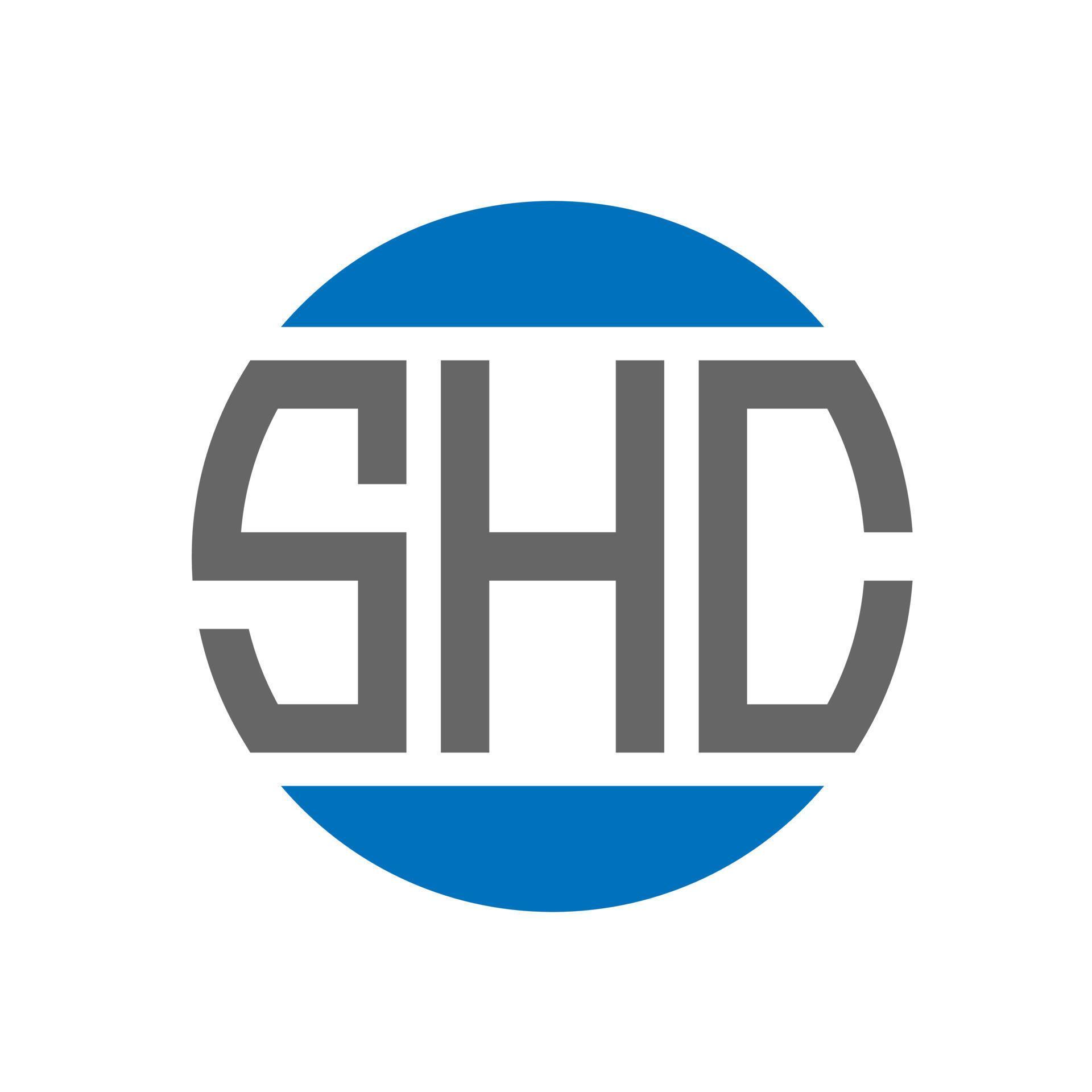 SHC letter logo design on white background. SHC creative initials