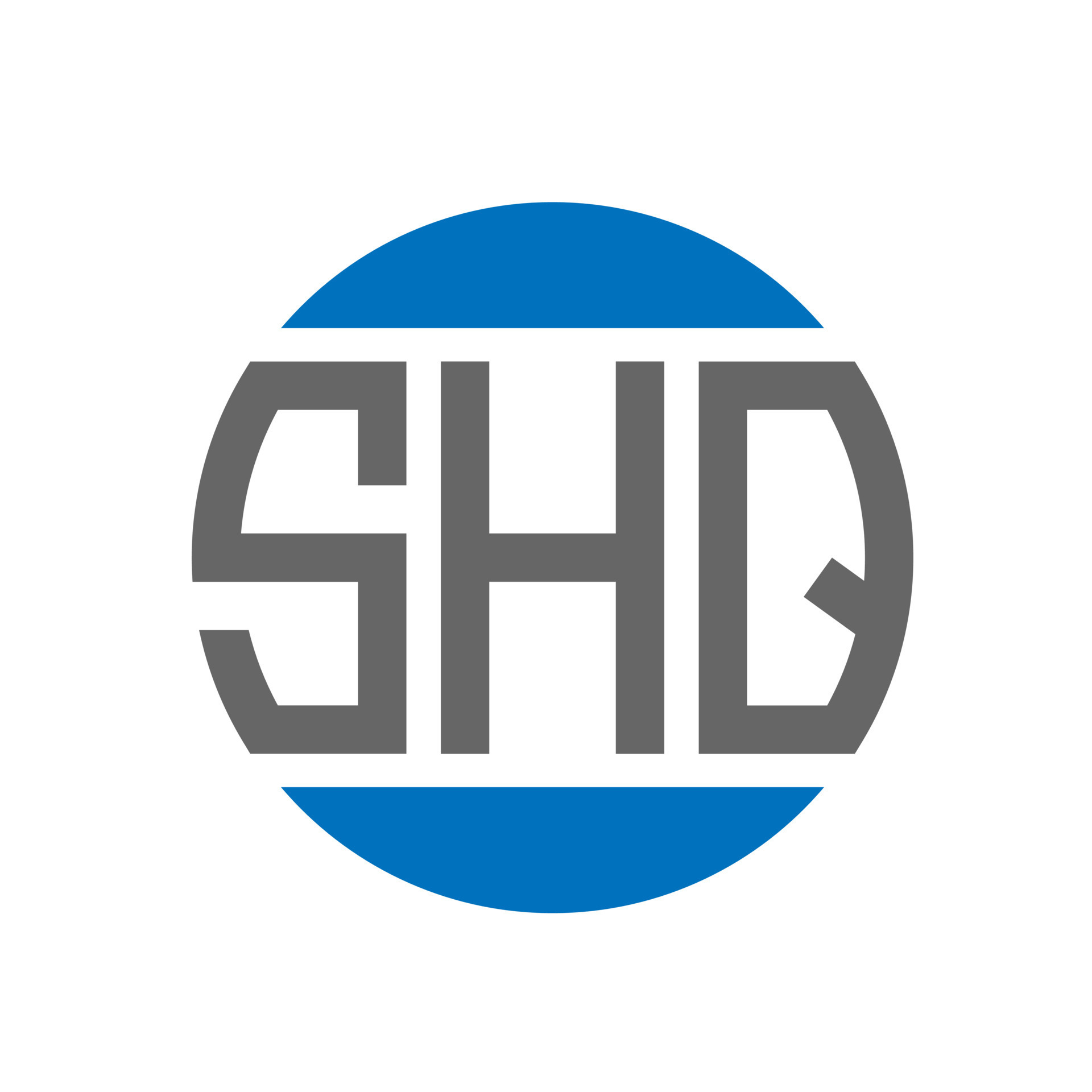 SHQ letter logo design on white background. SHQ creative initials