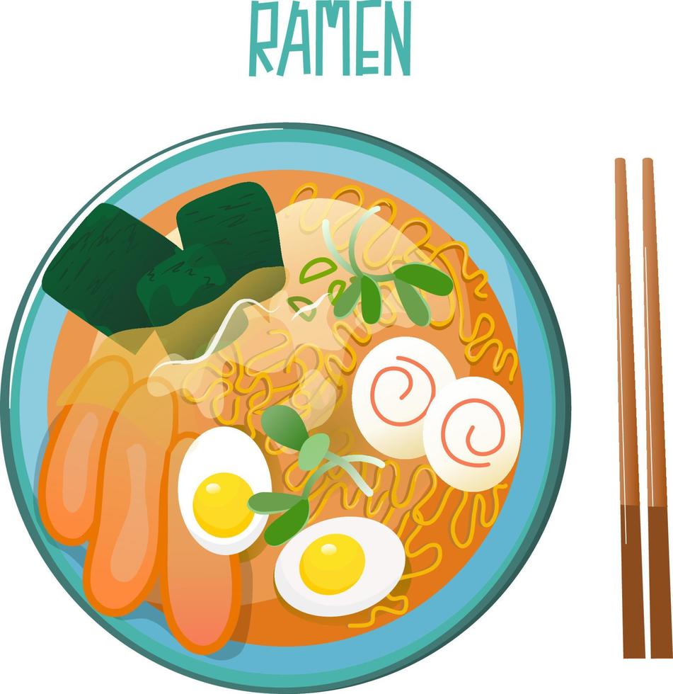 fideos ramen comida japonesa vector ilustración plana