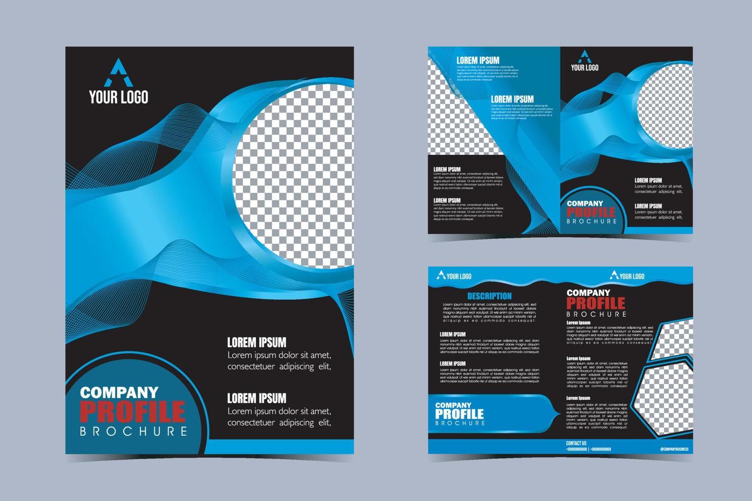 Front cover with two folds modern business brochure layout or flyer Front cover with two folds modern business brochure layout or flyer