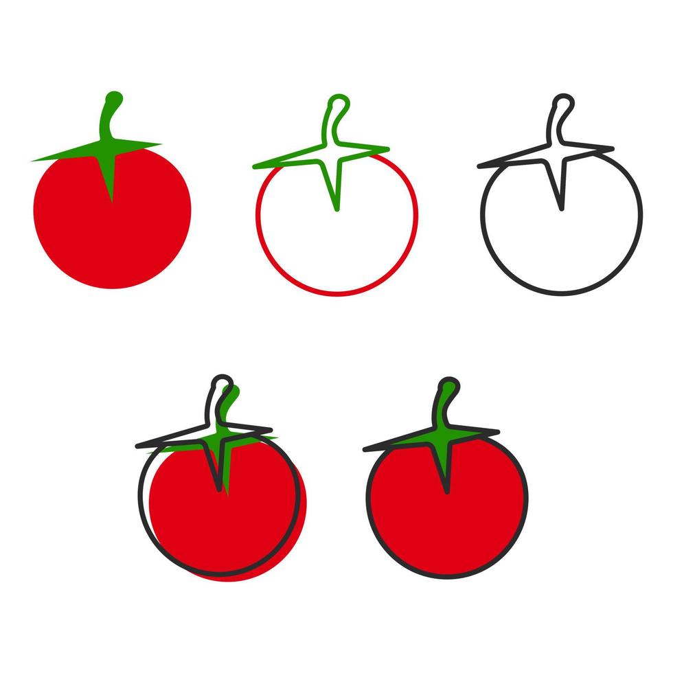 ilustración vectorial icono de color de tomate en el estilo plano. vector