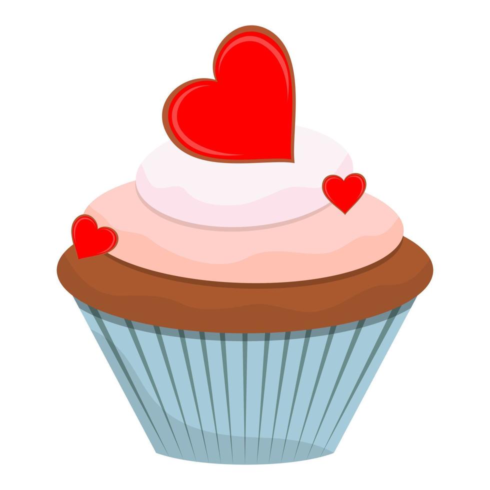 ilustración vectorial cupcake festivo con corazones para el día de san valentín vector