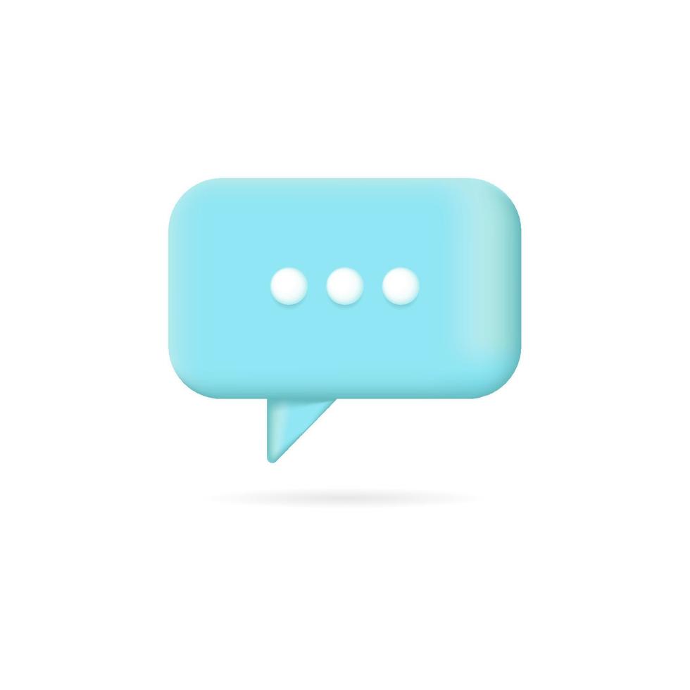 Blue 3d speech bubble with three white dots vector