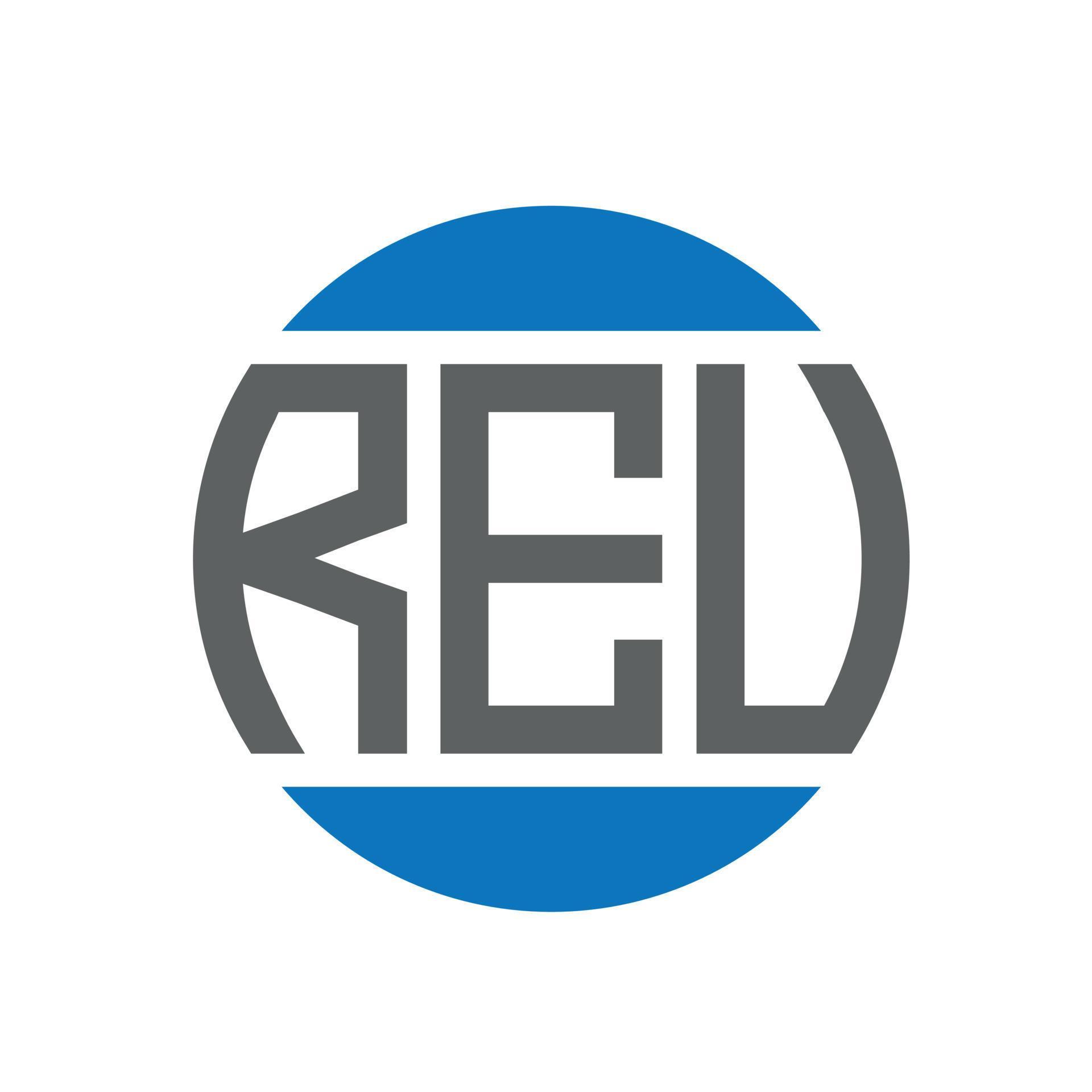 REU letter logo design on white background. REU creative initials