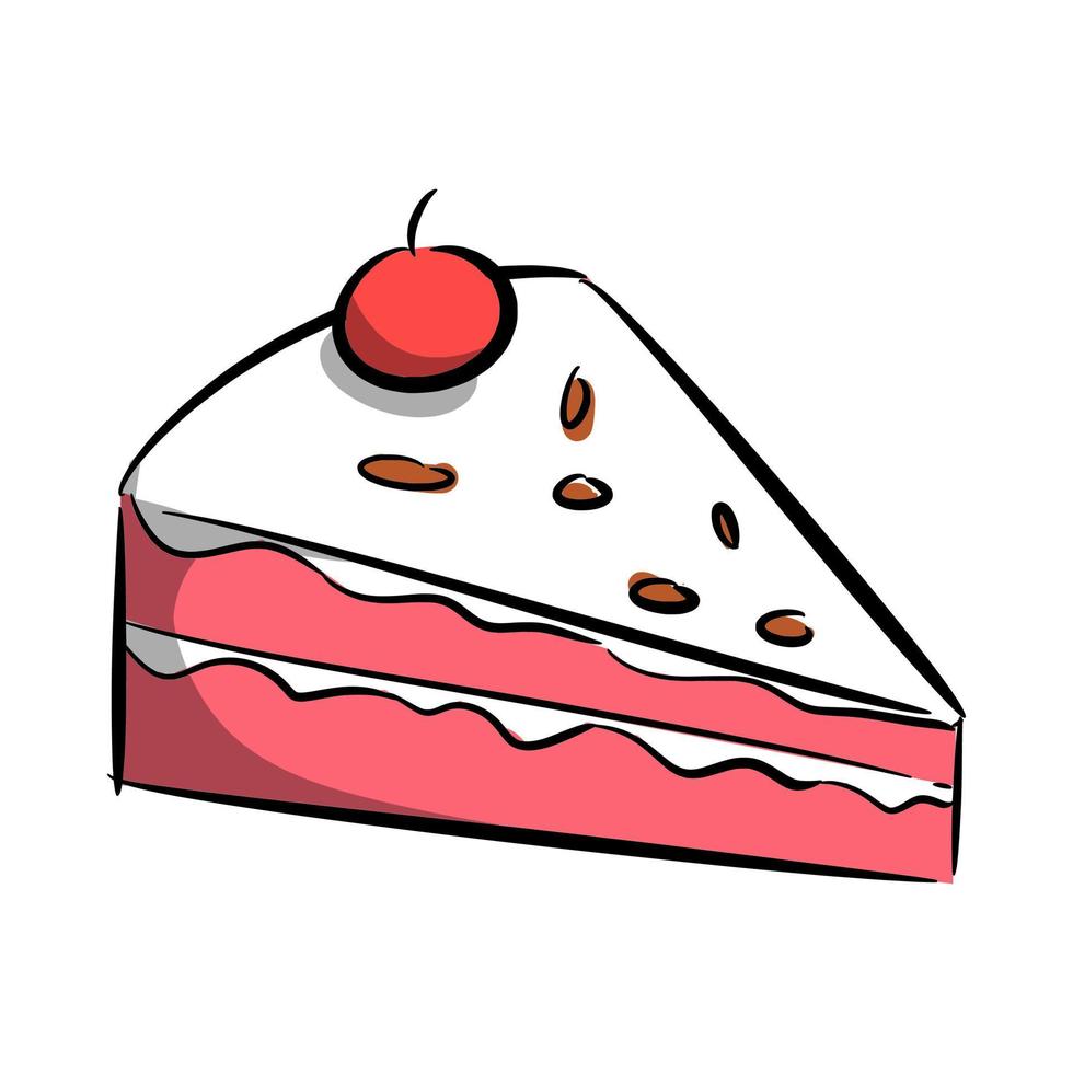 slice of cake icon with cherries. concept of birthday, party ...