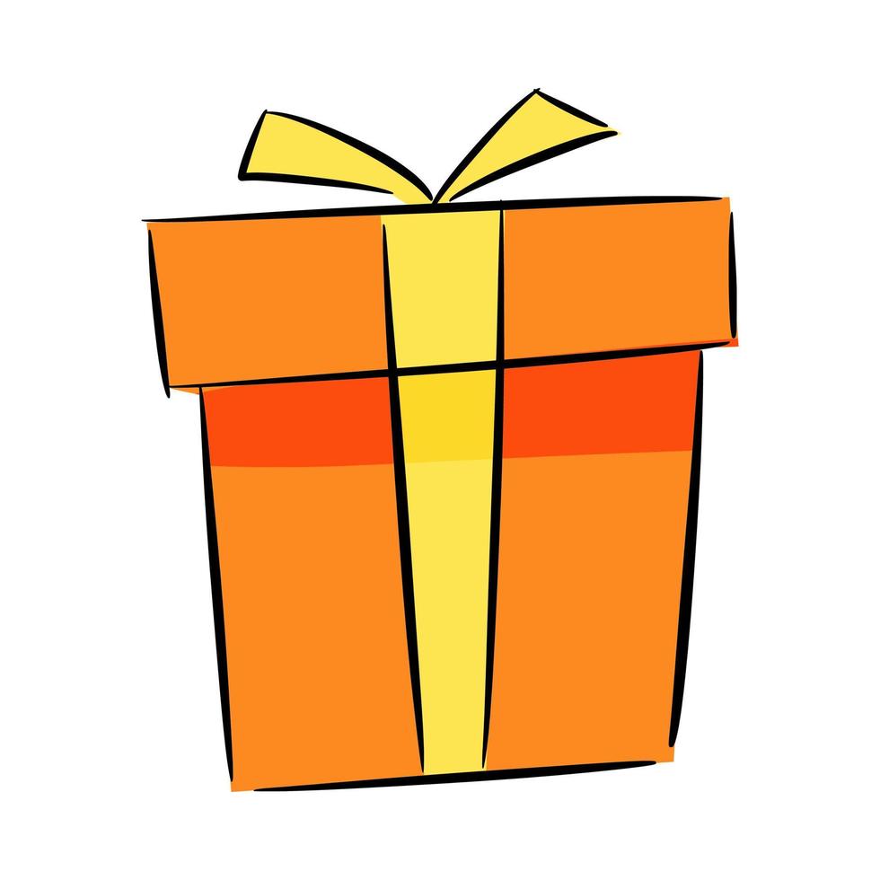 gift box icon. new year theme, celebration, birthday, christmas. for template, sticker, pattern, print. greeting card. hand drawn vector. vector
