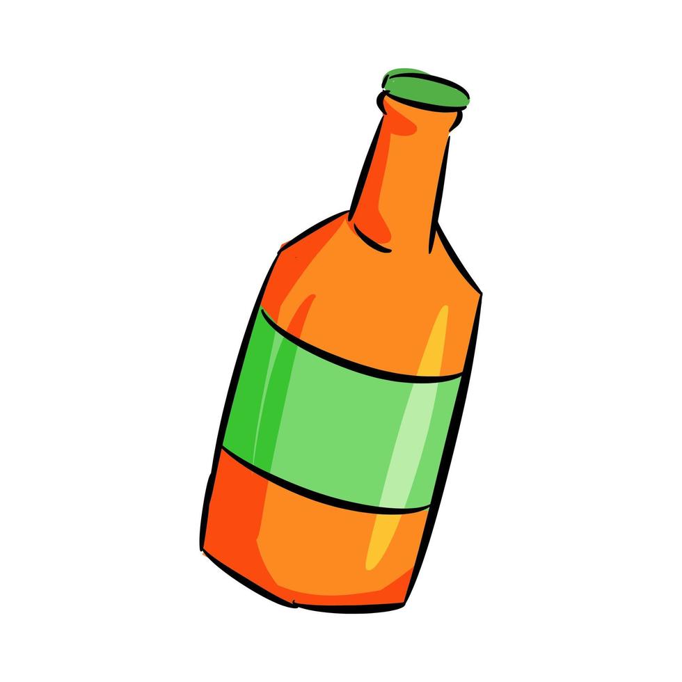 beer drink bottle icon. party, celebration, bar, new year concept. for template, sticker, print, greeting card. hand drawn vector. vector