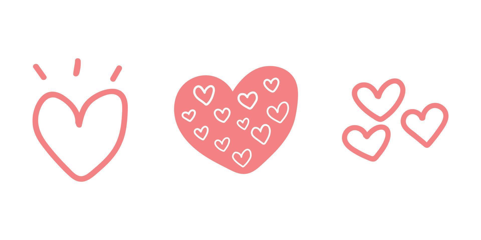 Pink heart hand drawn for decoration, element. doodle vector illustration.