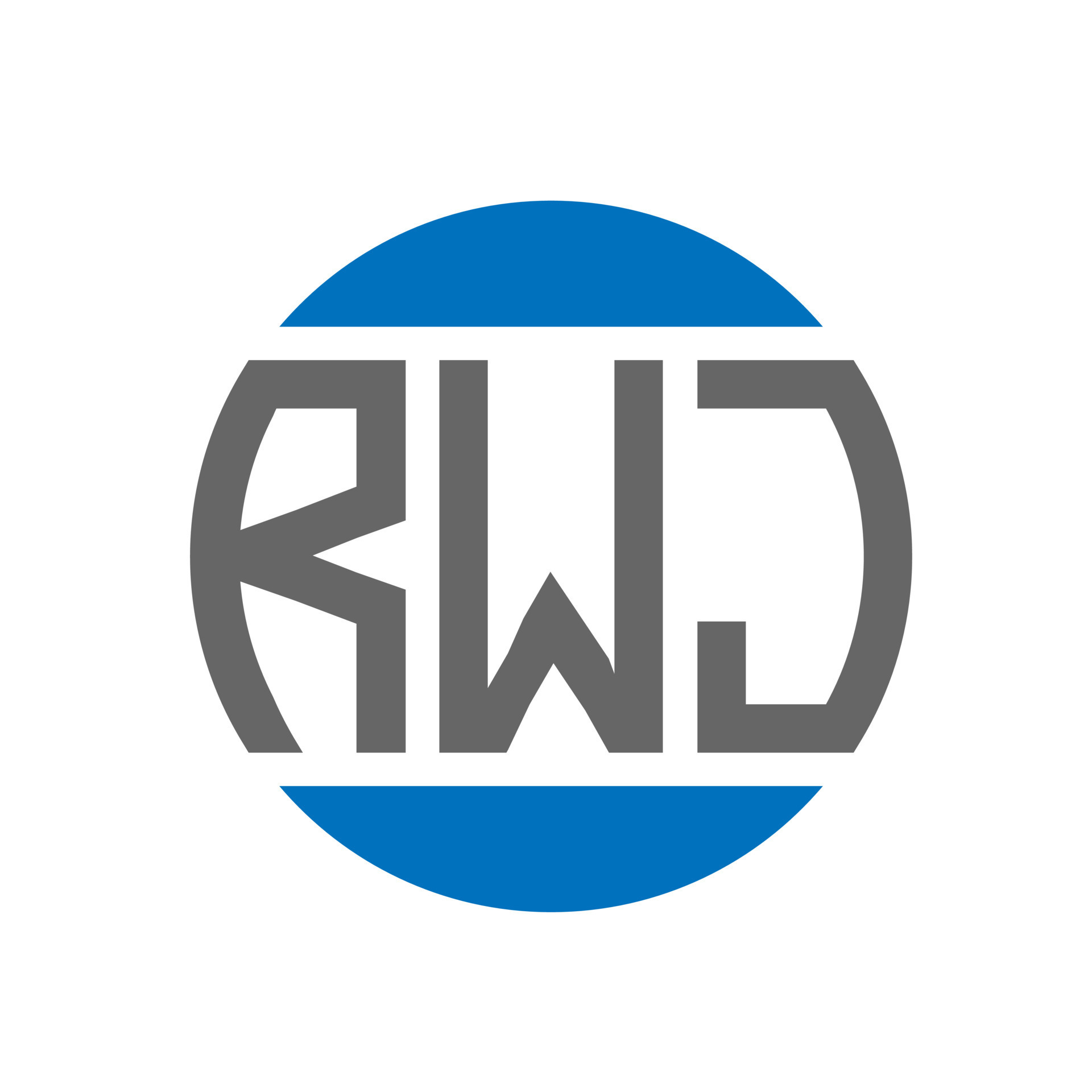 RWJ letter logo design on white background. RWJ creative initials
