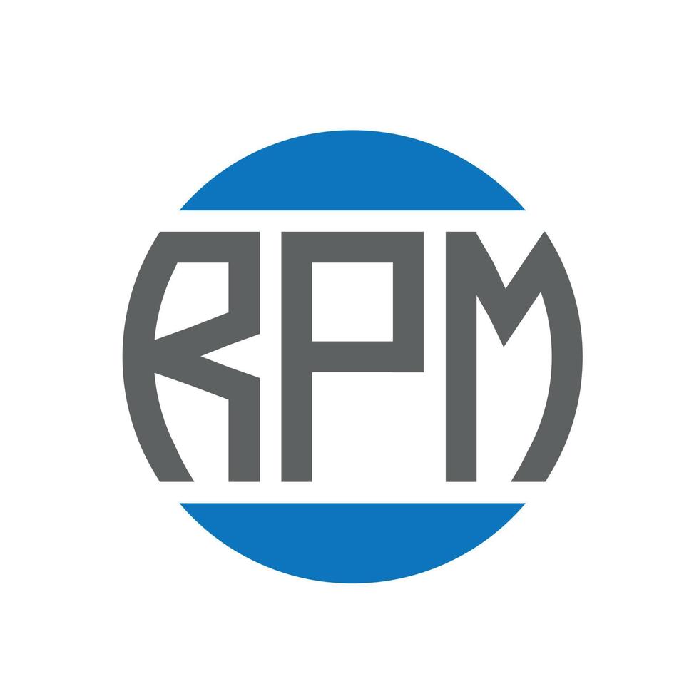 diseño de logotipo de letra rpm sobre fondo blanco. concepto de logotipo de círculo de iniciales creativas rpm. diseño de letras rpm. vector