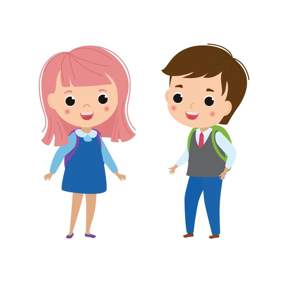 Illustration of school kids to school with backpack vector