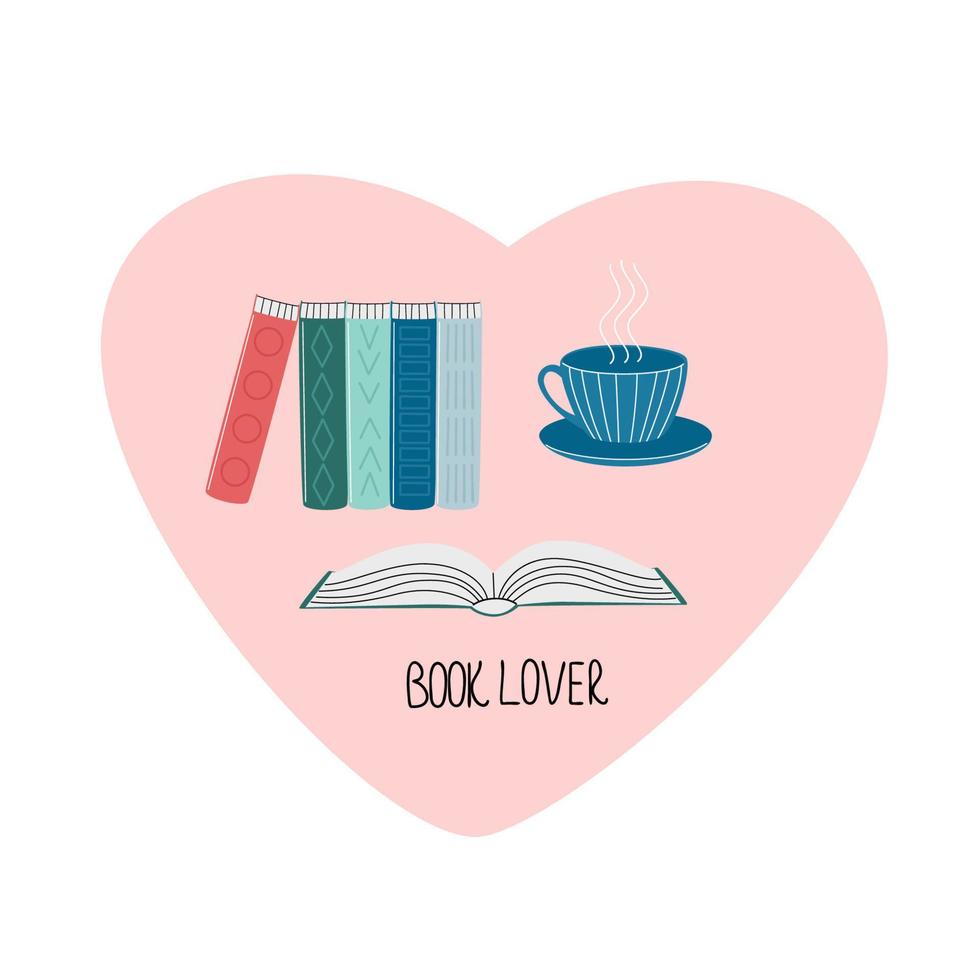 Reading lovers. Books stickers. Decorative vector design elements. The concept of Read books.