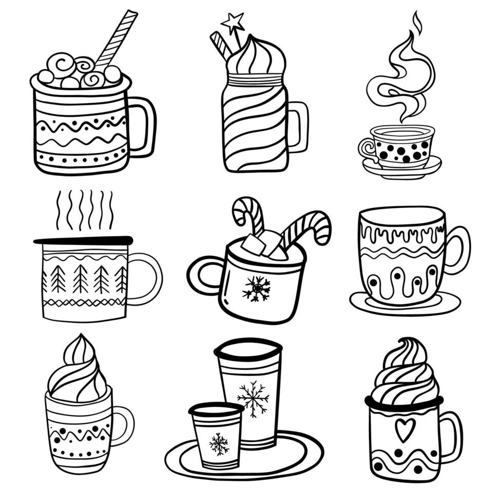 Set with Christmas cup linens vector