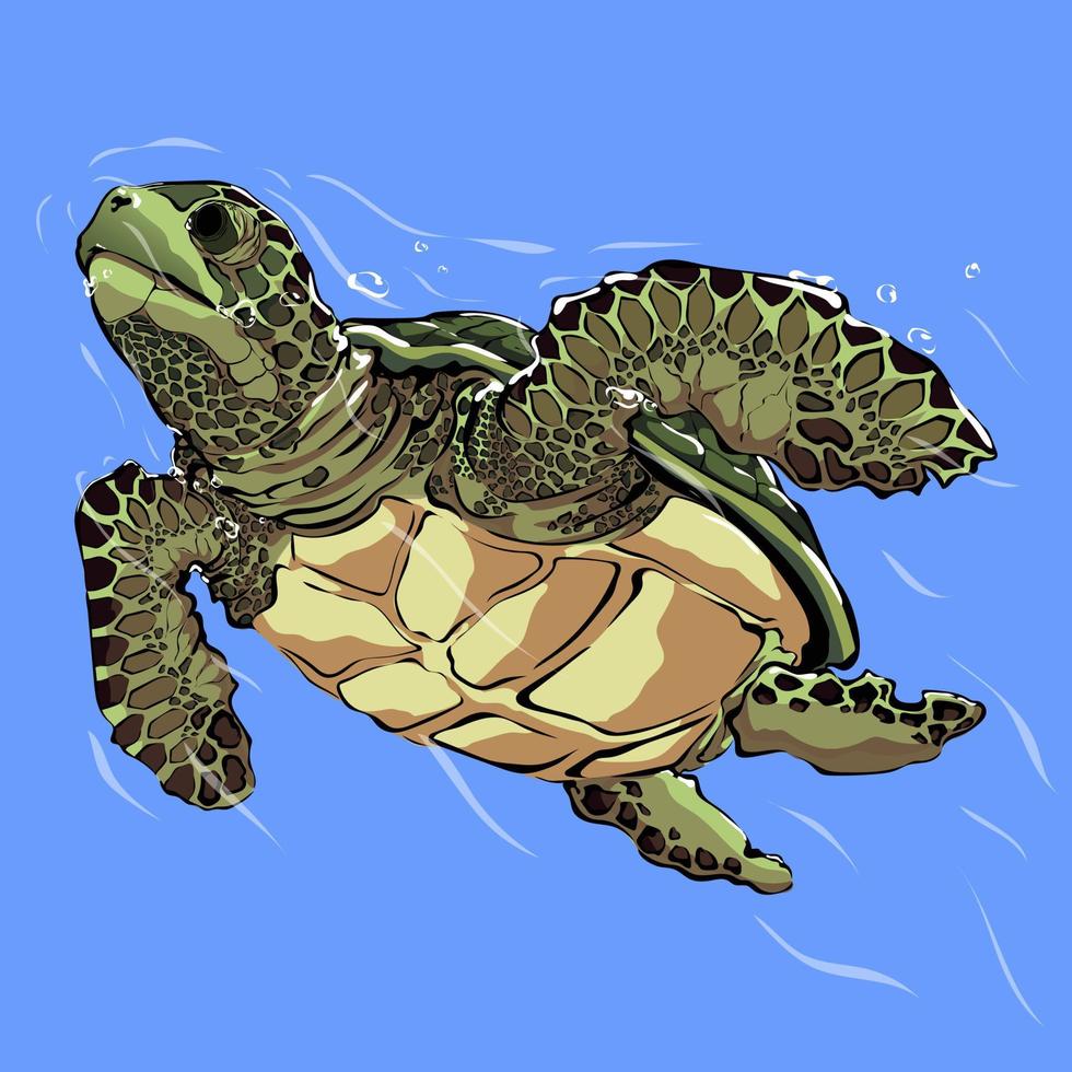 tortuga laúd nadando en el océano vector