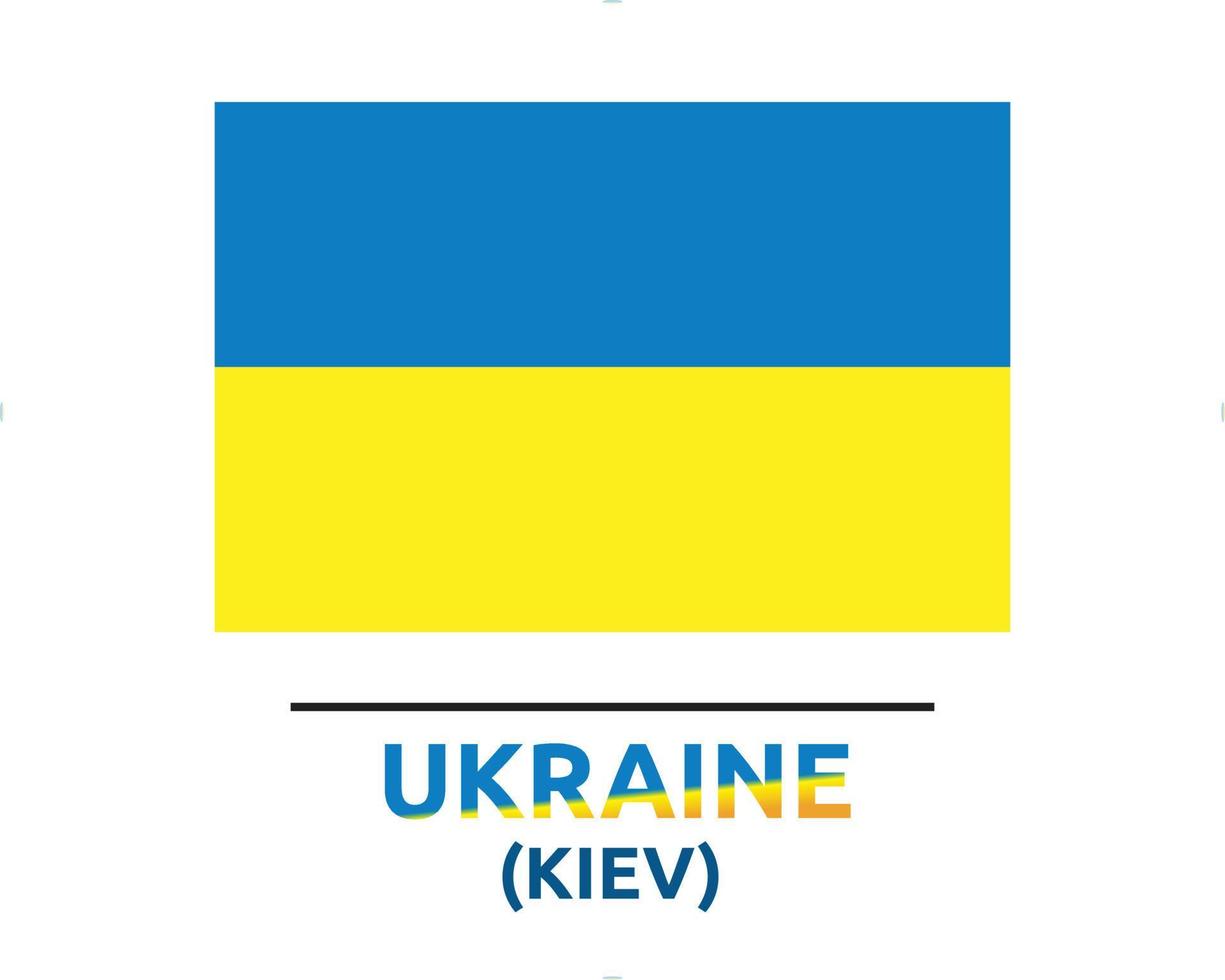 Ukraine Flag with capital Kiev vector