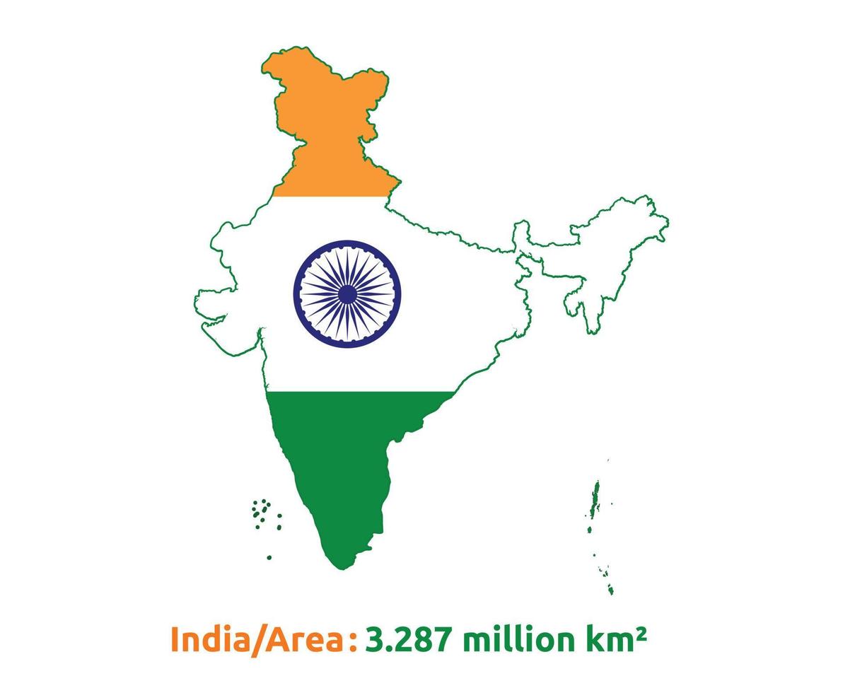 Indian map with flag inside with  symbol fully editable and scalable vector