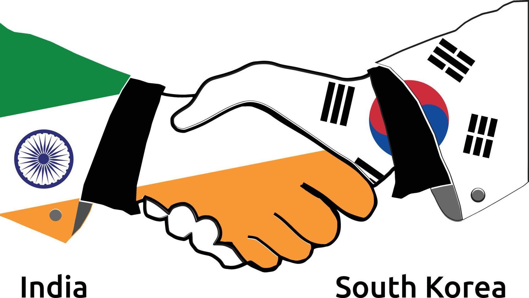 India Handshake with South Korea Best usage for Business, or any projects vector