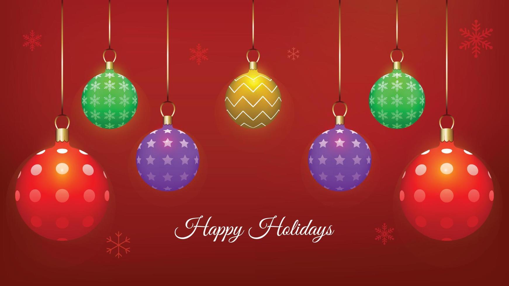 Red christmas decoration background with hanging Christmas balls vector