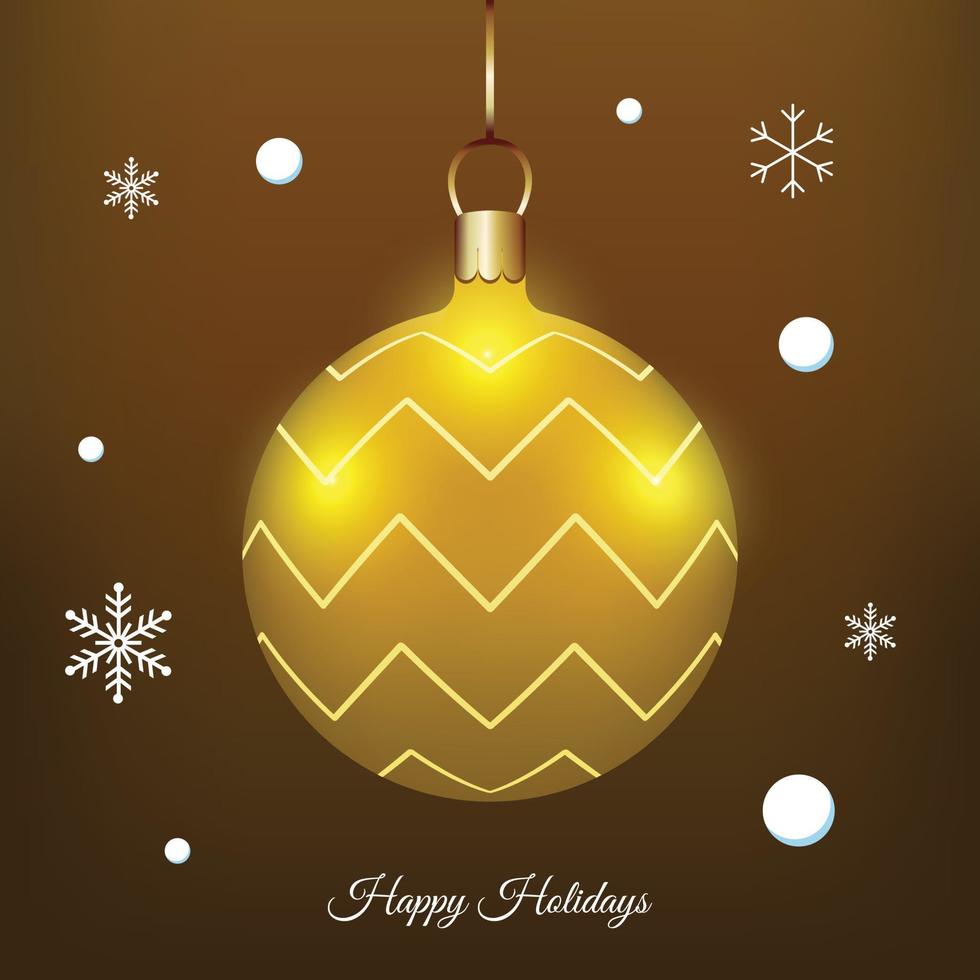 Golden christmas ball with snowflakes background vector