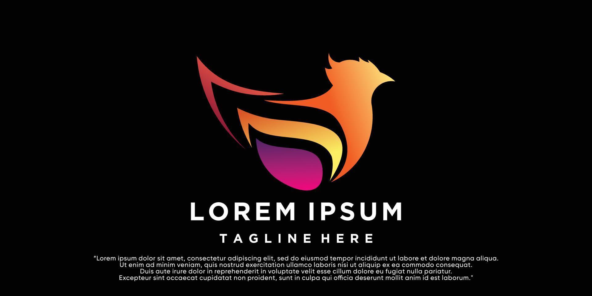 vector premium de diseño único de logotipo de gallina colorido