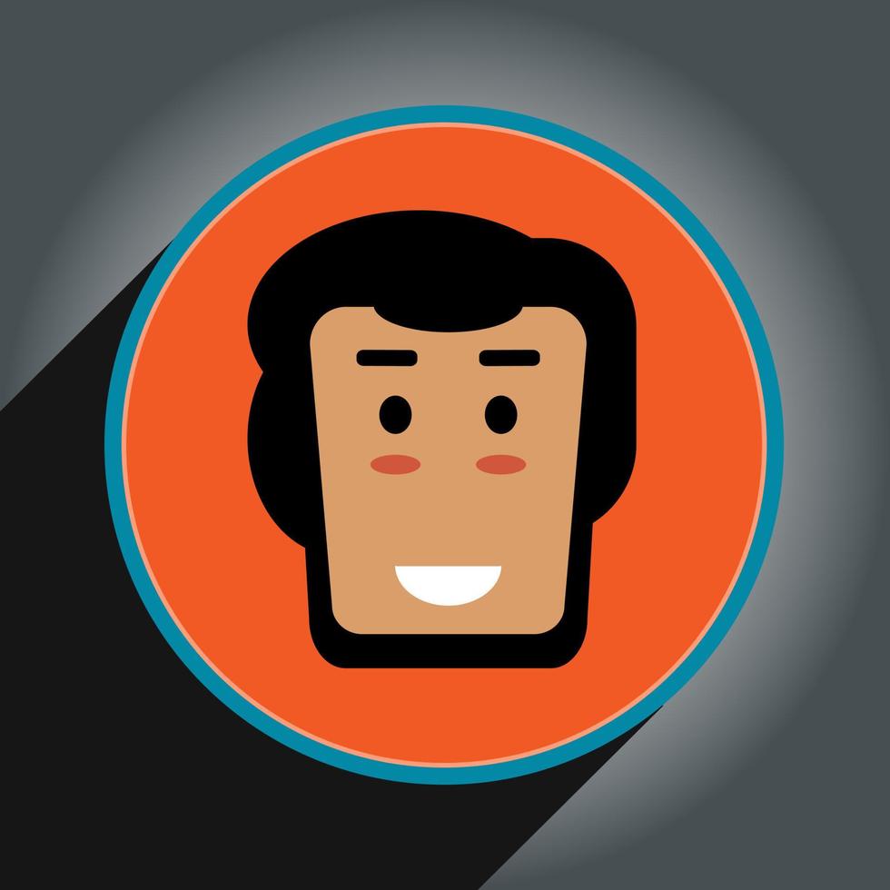Cartoon  avatar head design flat style in circle.Profile icon pro vector. vector