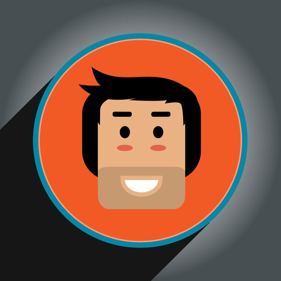 Cartoon  avatar head design flat style in circle.Profile icon pro vector. vector