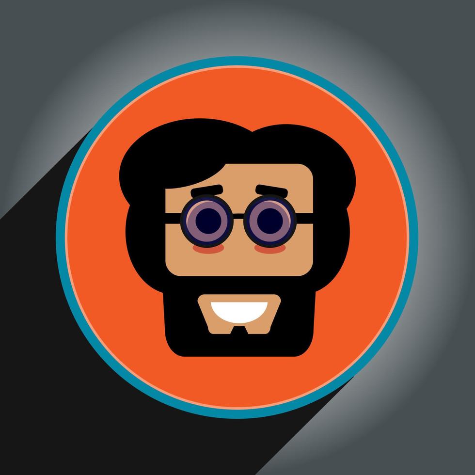 Cartoon  avatar head design flat style in circle.Profile icon pro vector. vector