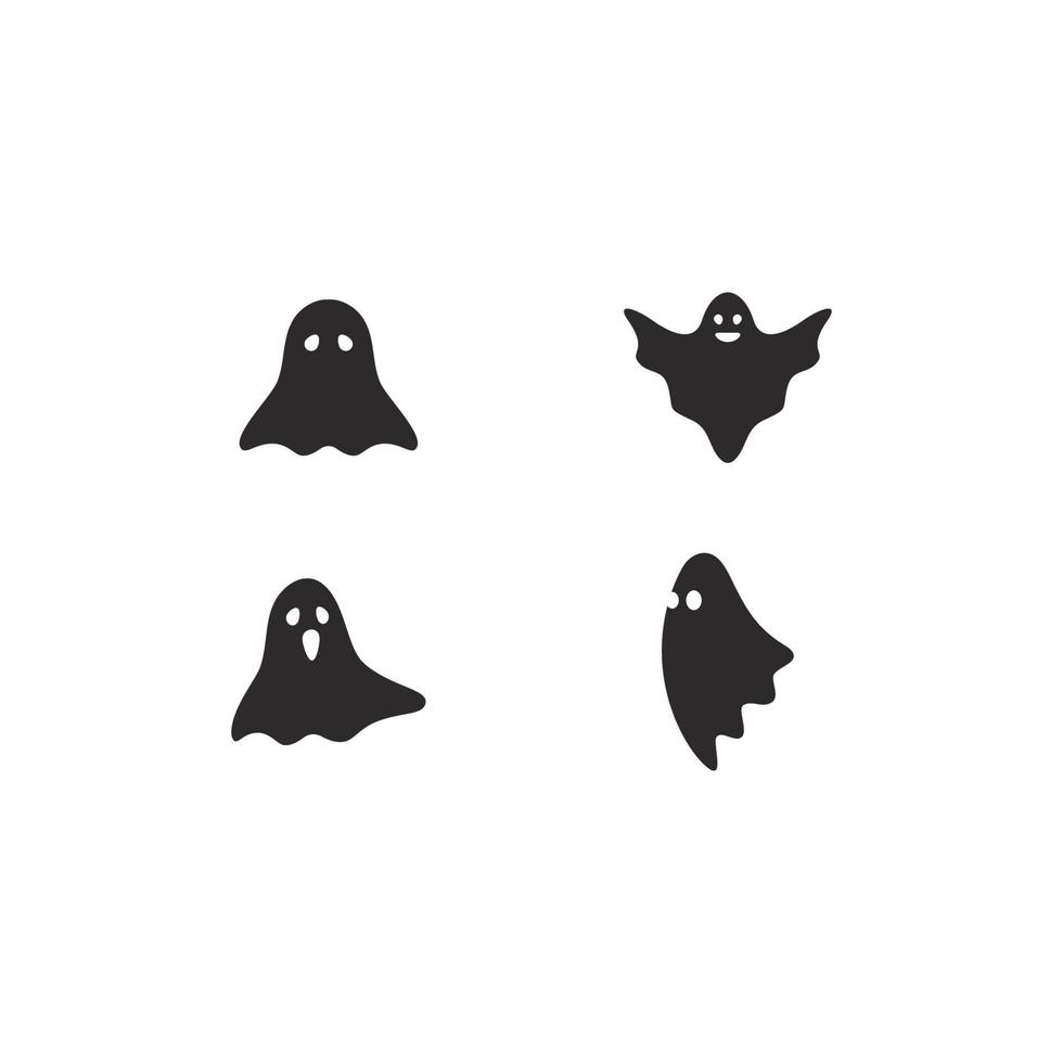 conjunto de ilustración de icono de vector de logotipo de fantasma de miedo