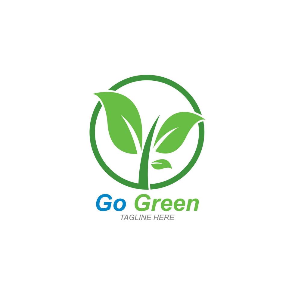 ir verde, plantilla de logotipo de hoja de árbol ecológico vector
