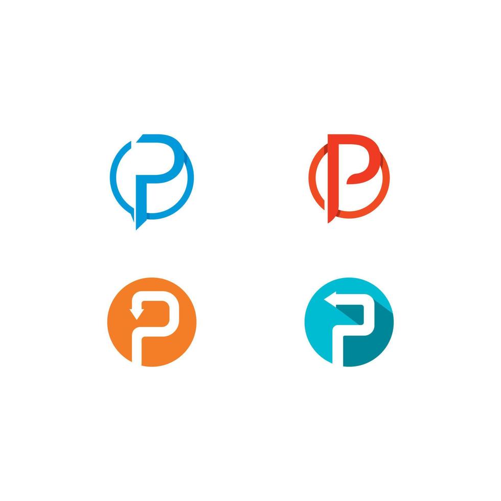 Ilustración de icono de vector de logotipo de plantilla de logotipo de letra p