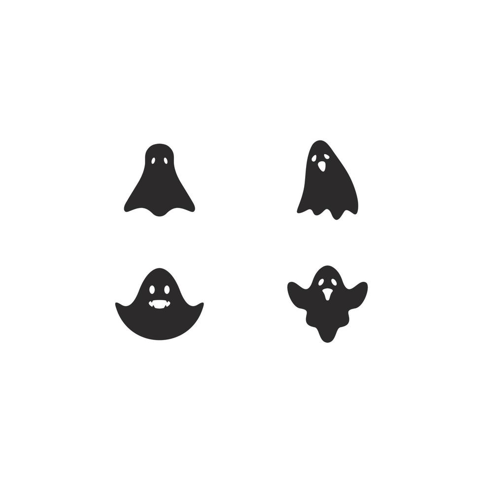 Set of scary ghost logo vector icon illustration