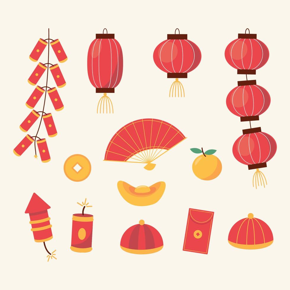 estilo plano del elemento del festival de año nuevo de printchinese vector