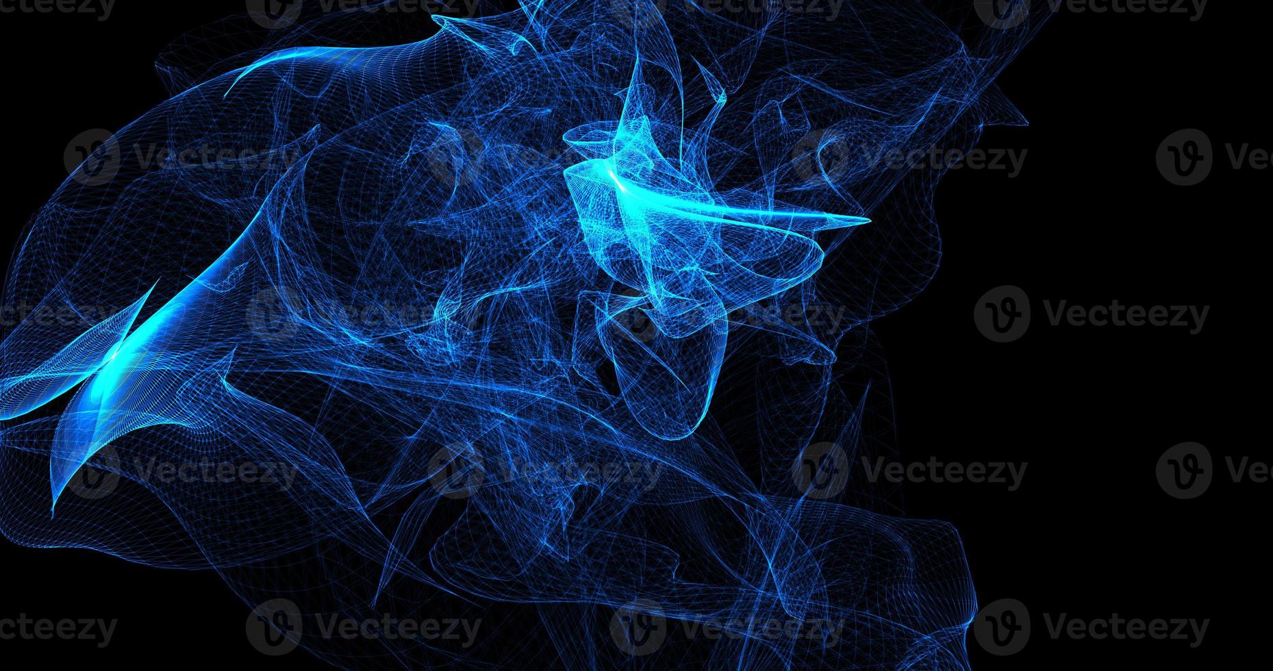 Abstract background with blue beautiful smoke from waves and lines energy hi-tech magical laser neon with glow effect photo
