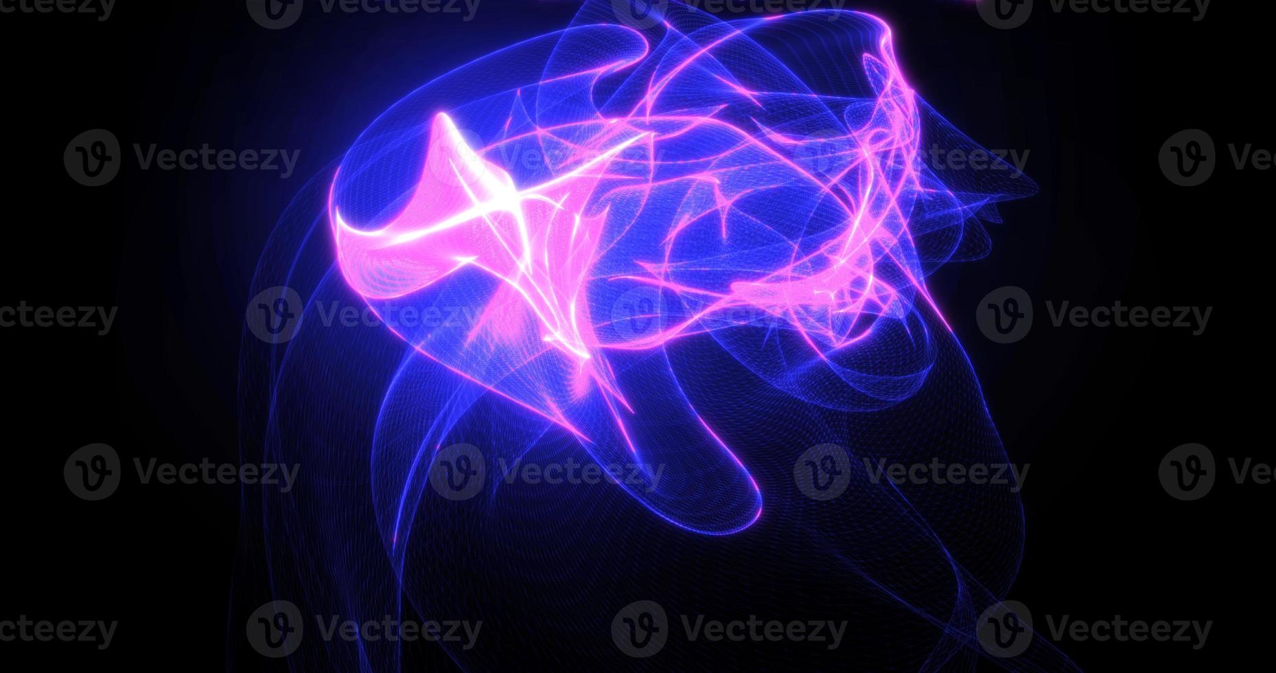 Abstract background with purple beautiful smoke from waves and lines energy hi-tech magic laser neon with glow effect photo