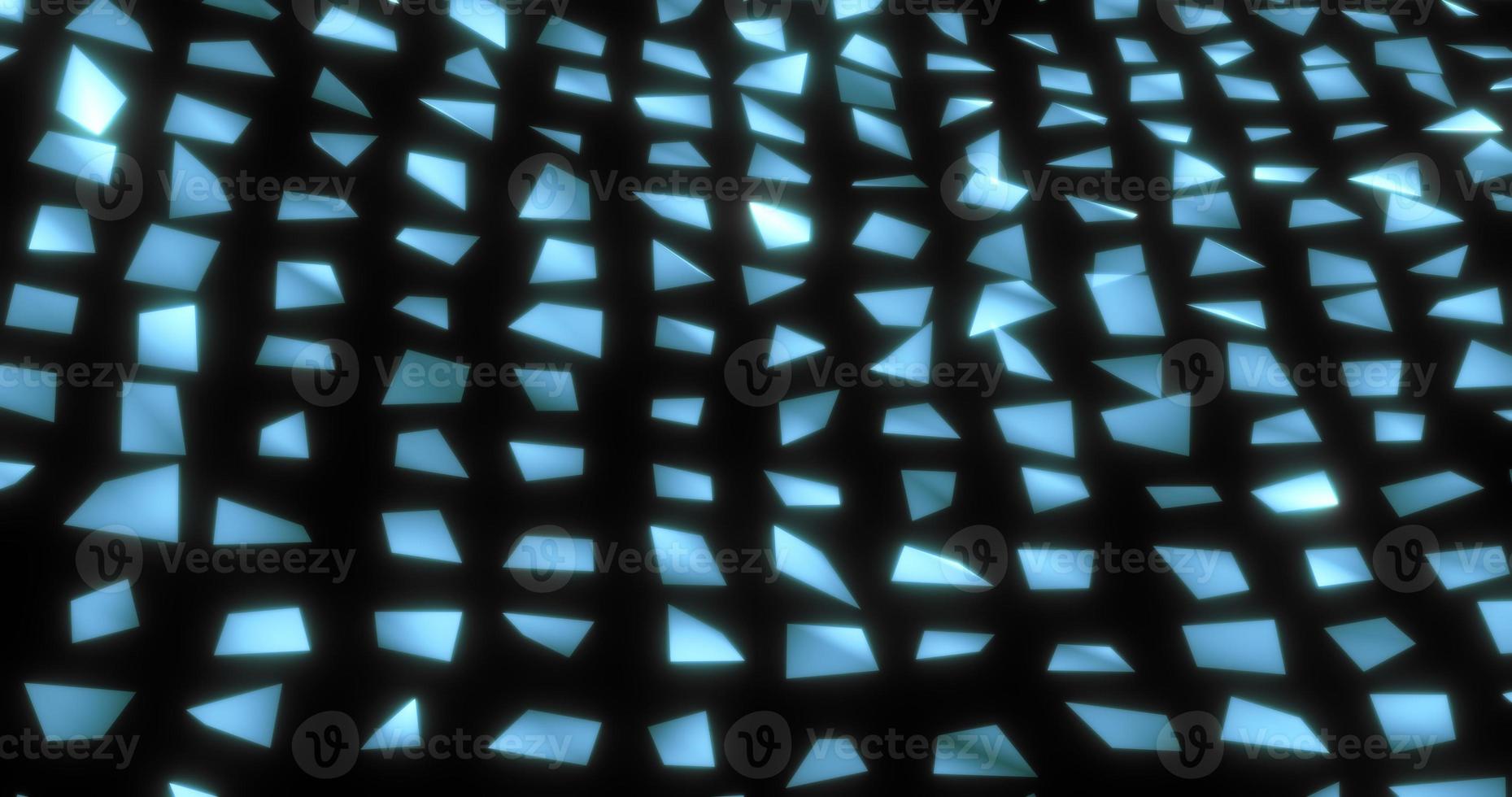 Abstract background of blue glass flying triangles. Screensaver beautiful photo