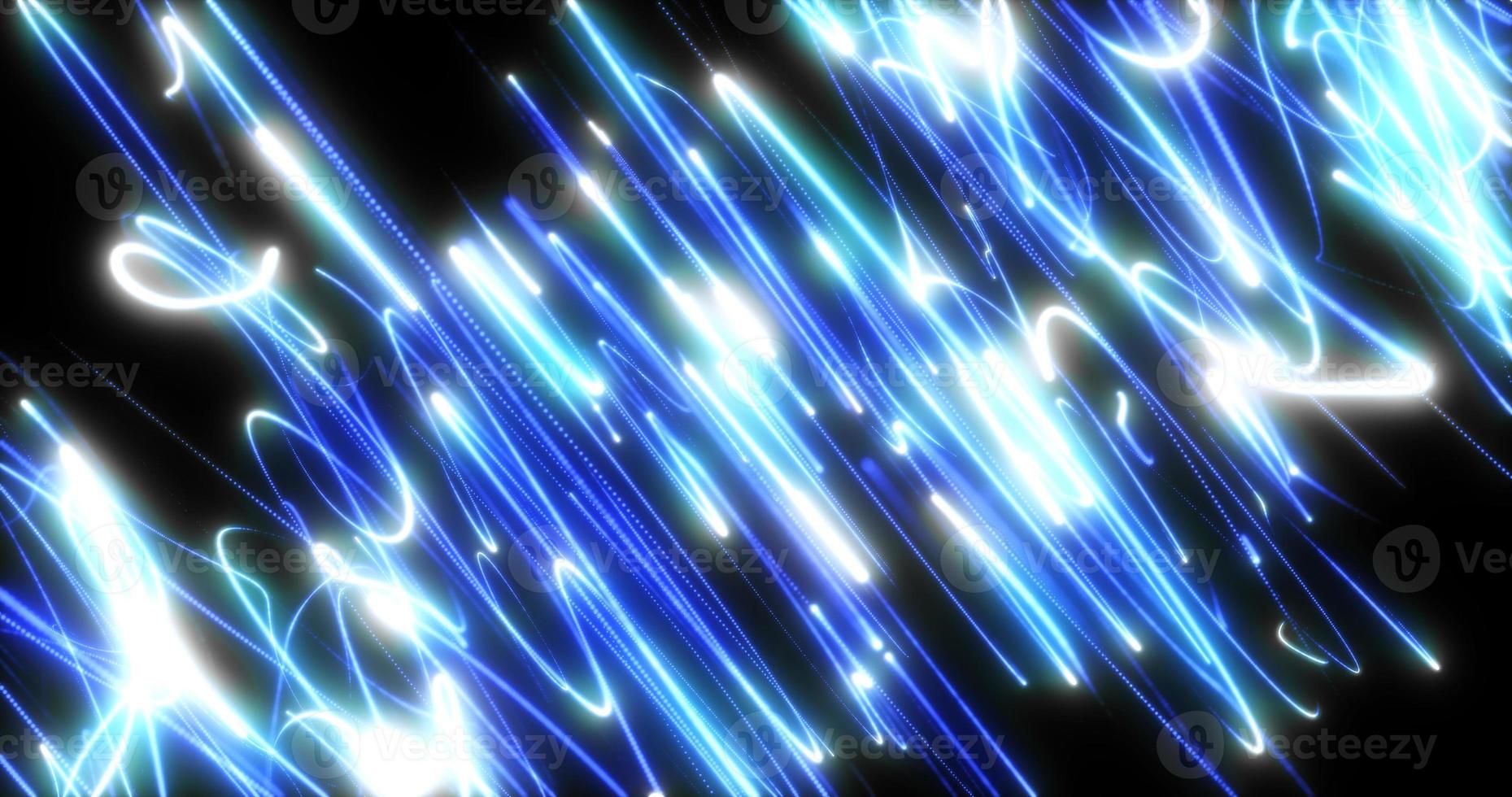 Abstract background blue diagonal pixel particles and lines flying in waves of futuristic hi-tech with the effect of a glow and blurring the background photo