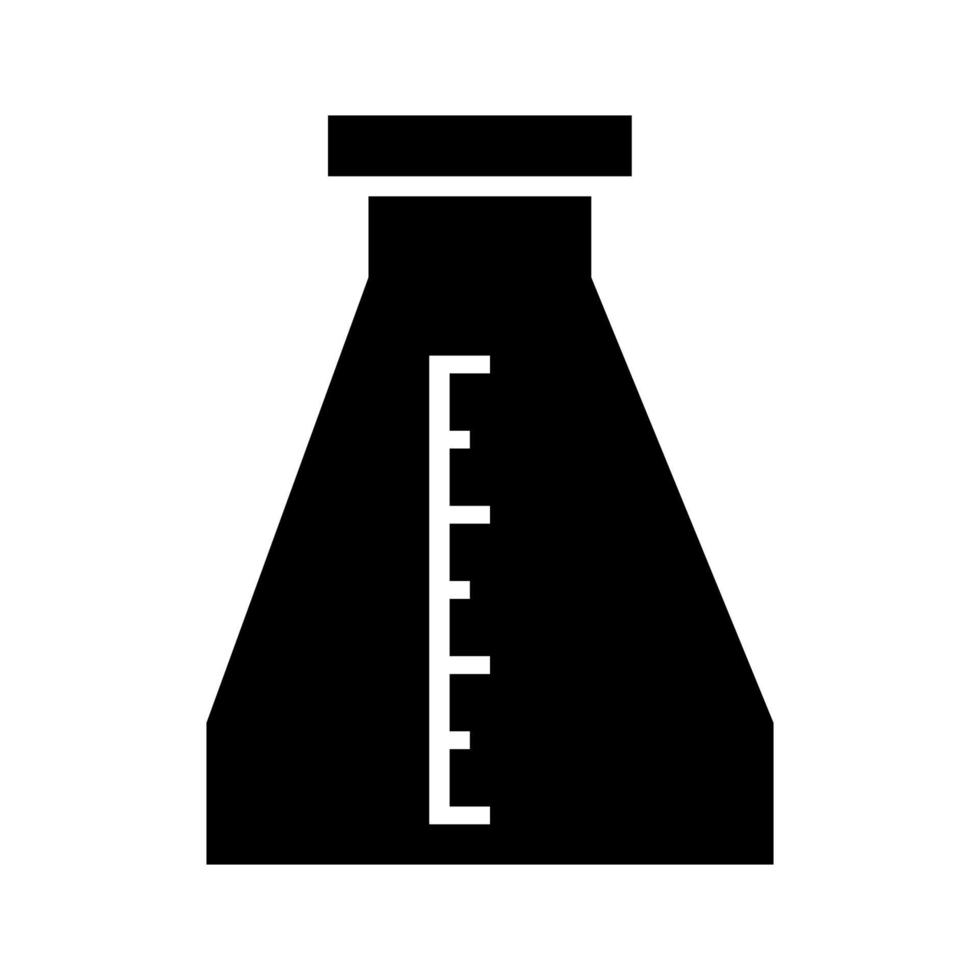 matraz de vidrio, erlenmeyer, equipo volumétrico de laboratorio, tipo de icono negro poligonal. vector