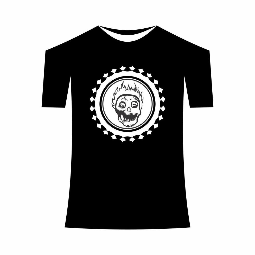 T-shirt template, front, side, back view mockup. Vector eps 10 illustrationThere is a skull head design in it