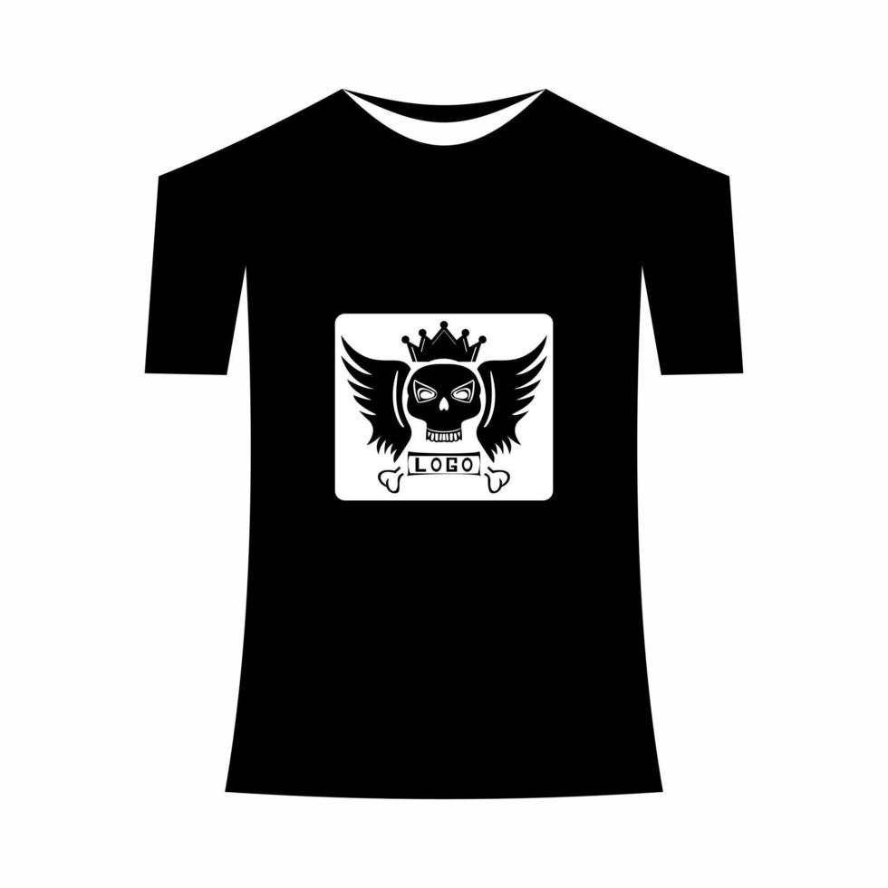 T-shirt template, front, side, back view mockup. Vector eps 10 illustrationThere is a skull head design in it