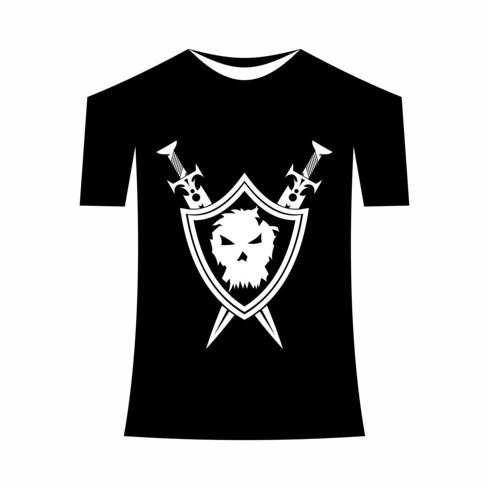 T-shirt template, front, side, back view mockup. Vector eps 10 illustrationThere is a skull head design in it