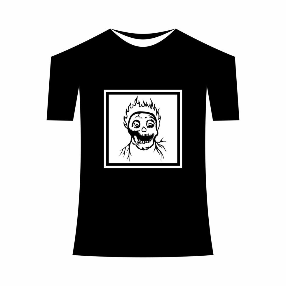 T-shirt template, front, side, back view mockup. Vector eps 10 illustrationThere is a skull head design in it