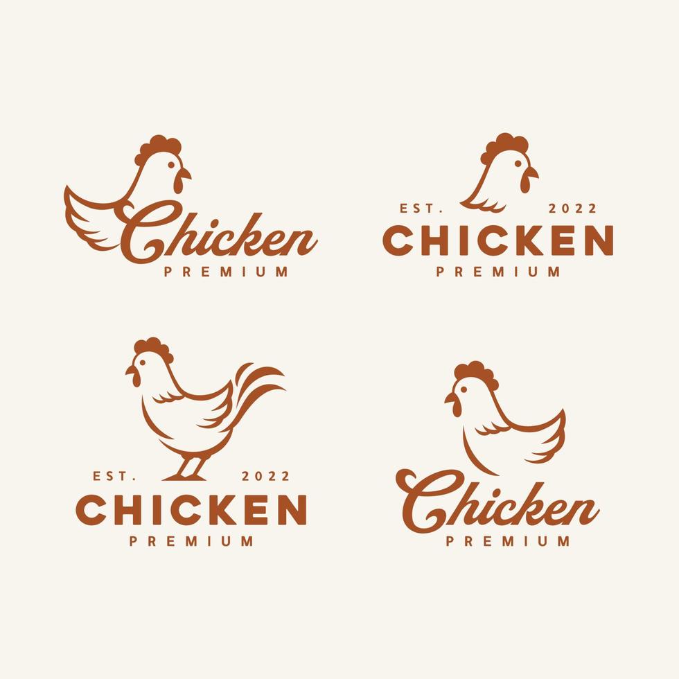 Set of chicken logo vector illustration