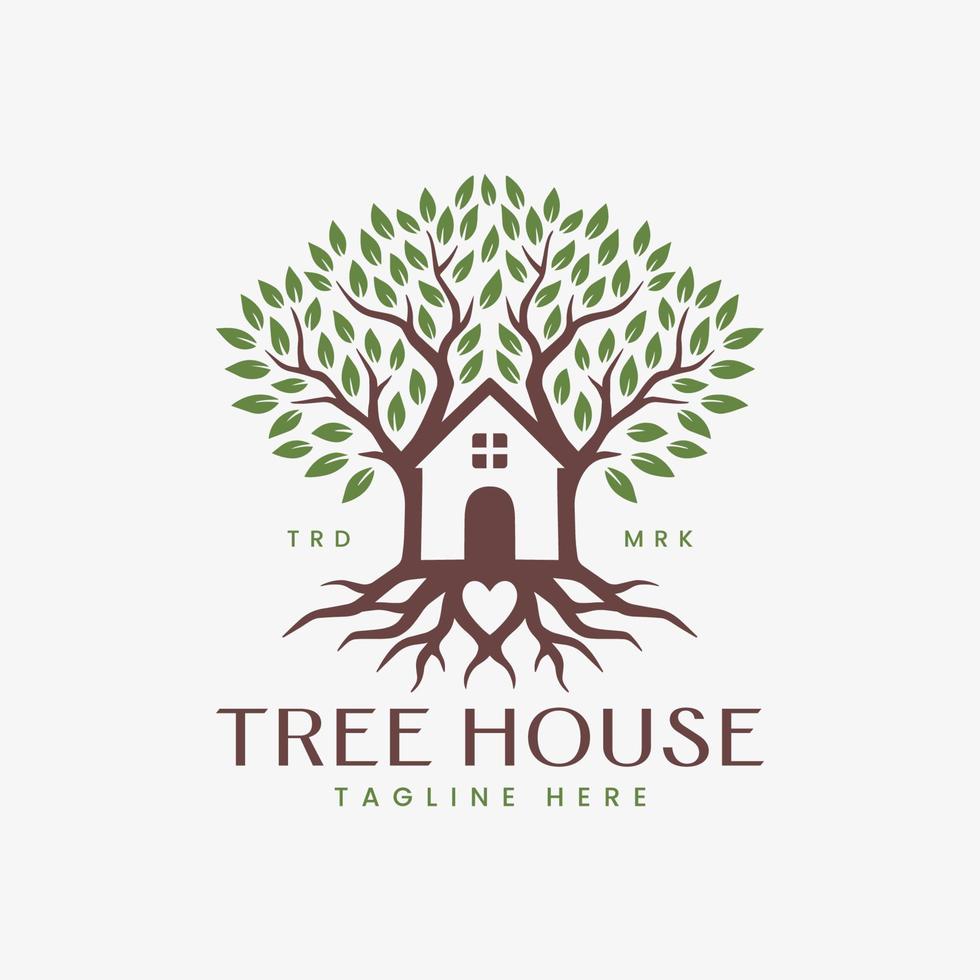 Tree house logo design template vector