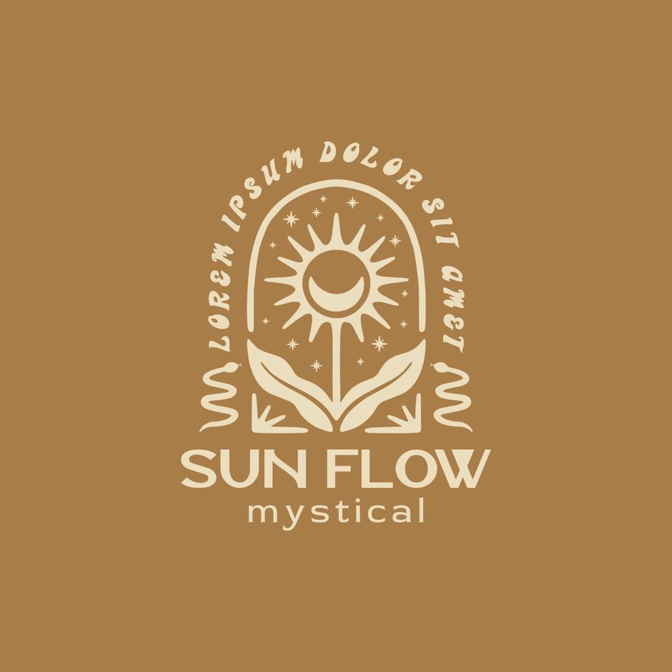 Sun flower mystical logo design template vector