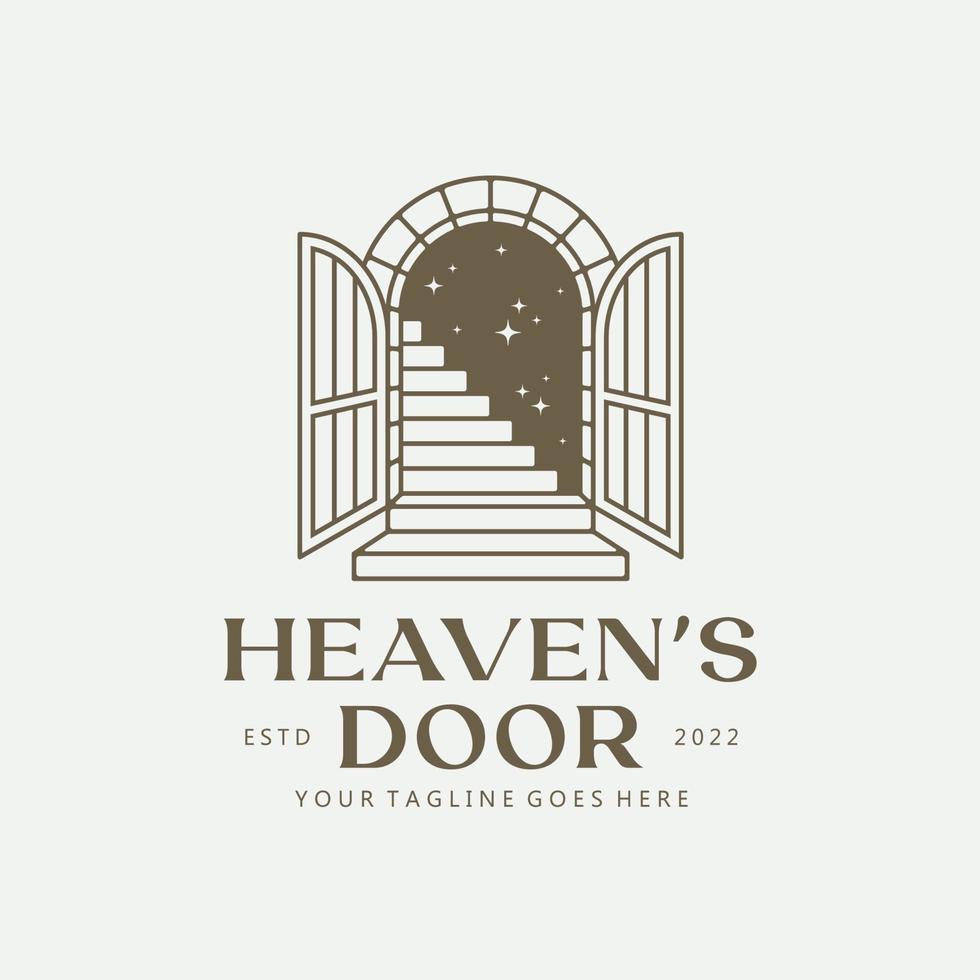 Heaven's Door Logo. Antique arch logo template. Vintage gate vector design.